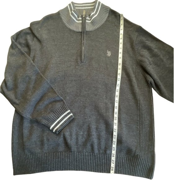 🔧Men’s Big Tall Sweater Size 2X U.S.POLO ASSN Mock Neck 1/4 Zip Dark - Picture 8 of 12